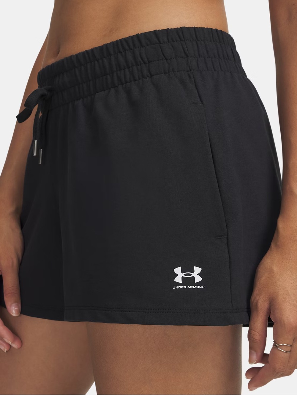 UNDER ARMOUR Black Women's Rival Terry Training Shorts with Logo Size Small EUC